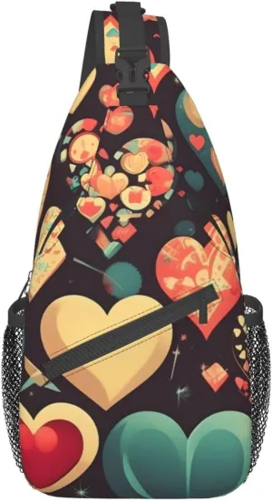 Cross chest bag diagonally Heart Crush Flower pattern Suitable For Men And Women outdoor hiking Daily travel Long and short trips