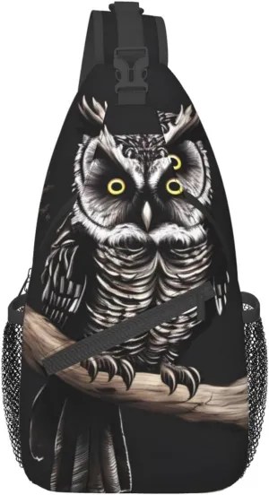 Cross chest bag diagonally Late Night Owl Prints Suitable For Men And Women outdoor hiking Daily travel Long and short trips