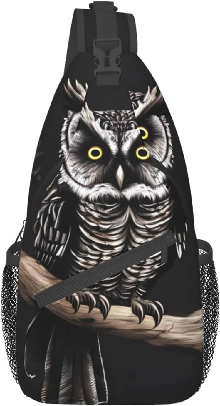 Cross chest bag diagonally Late Night Owl Prints Suitable For Men And Women outdoor hiking Daily travel Long and short trips