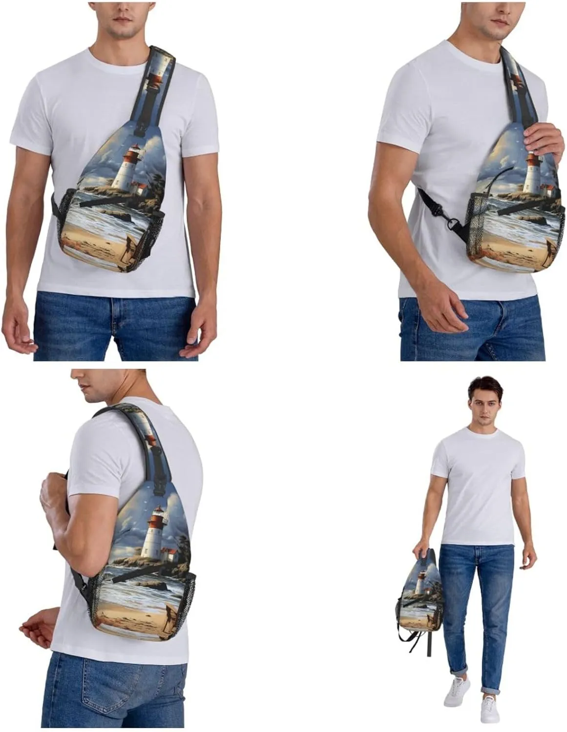 Cross Chest Bag Diagonally Sling Backpack Crossbody Shoulder Bag Seals on ice Sling Bag Travel Hiking Daypack