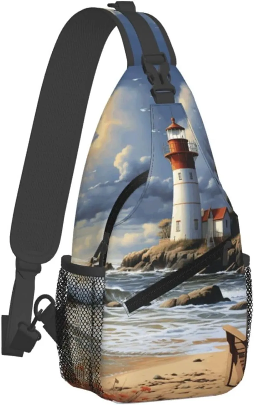 Cross Chest Bag Diagonally Sling Backpack Crossbody Shoulder Bag Seals on ice Sling Bag Travel Hiking Daypack