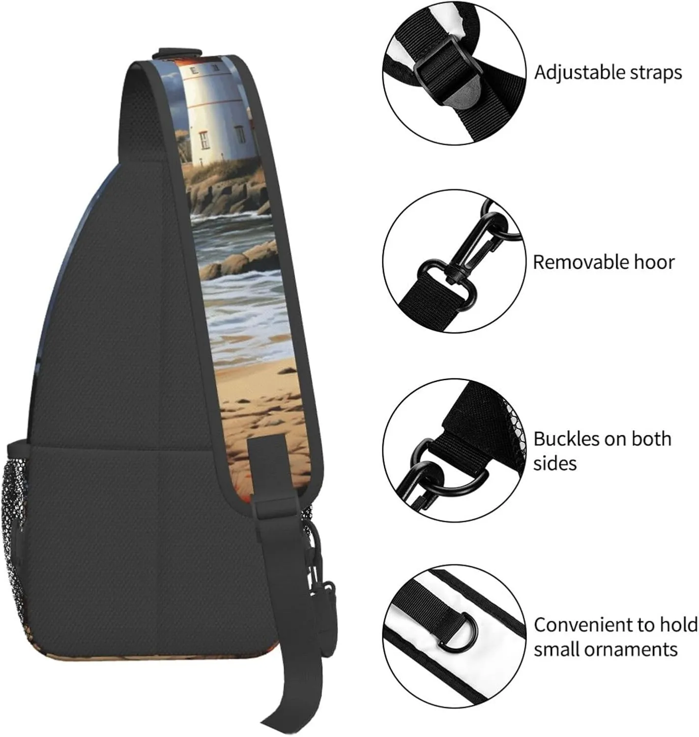 Cross Chest Bag Diagonally Sling Backpack Crossbody Shoulder Bag Seals on ice Sling Bag Travel Hiking Daypack