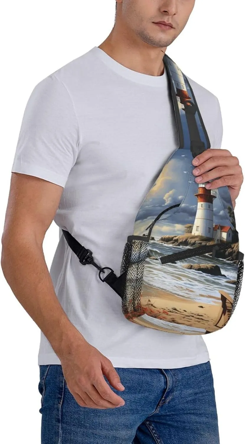 Cross Chest Bag Diagonally Sling Backpack Crossbody Shoulder Bag Seals on ice Sling Bag Travel Hiking Daypack