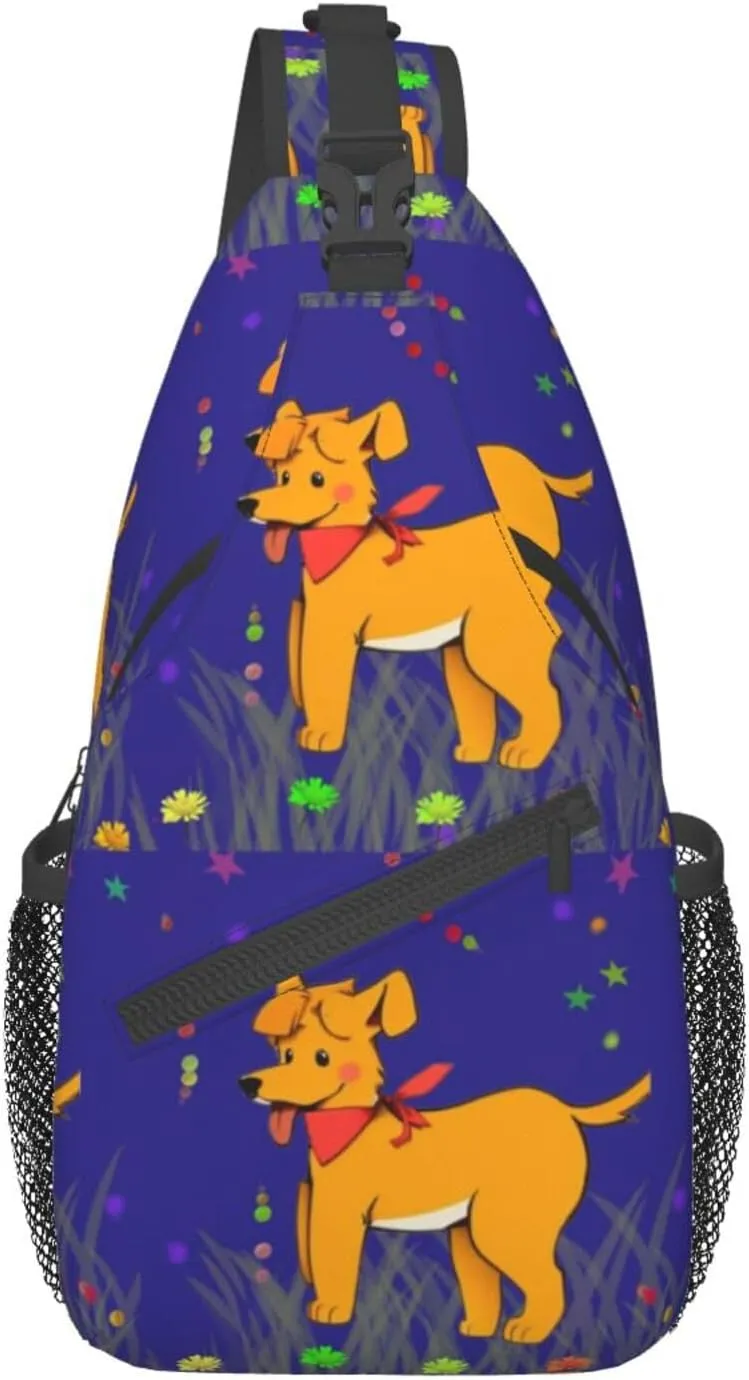 Cross chest bag diagonally Spitting tongue cartoon dog pattern Suitable For Men And Women outdoor hiking Daily travel Long and short trips
