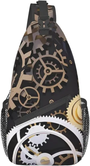 Cross chest bag diagonally Steampunk Mechanical Gears Prints Suitable For Men And Women outdoor hiking Daily travel Long and short trips