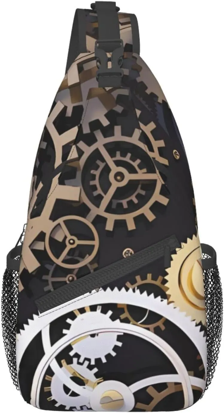 Cross chest bag diagonally Steampunk Mechanical Gears Prints Suitable For Men And Women outdoor hiking Daily travel Long and short trips