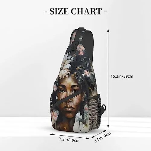 Crossbody Backpack Hiking Travel Daypack Chest Bag Lightweight Shoulder Bag For Women Men Gift African American Afro Woman
