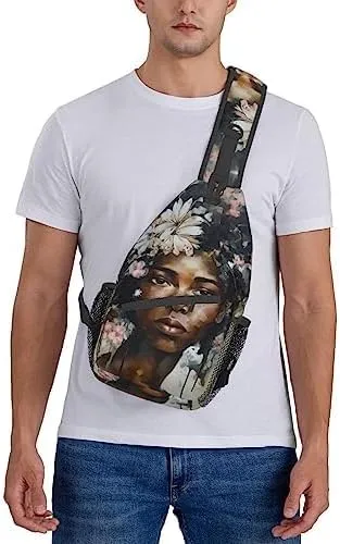 Crossbody Backpack Hiking Travel Daypack Chest Bag Lightweight Shoulder Bag For Women Men Gift African American Afro Woman