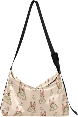 Crossbody Bag for Women Men Trendy Cute Hare Rabbit Leather Casual Hobo Shoulder Bags Purses with Adjustable Strap Spring Fashion Large Sling Handbag