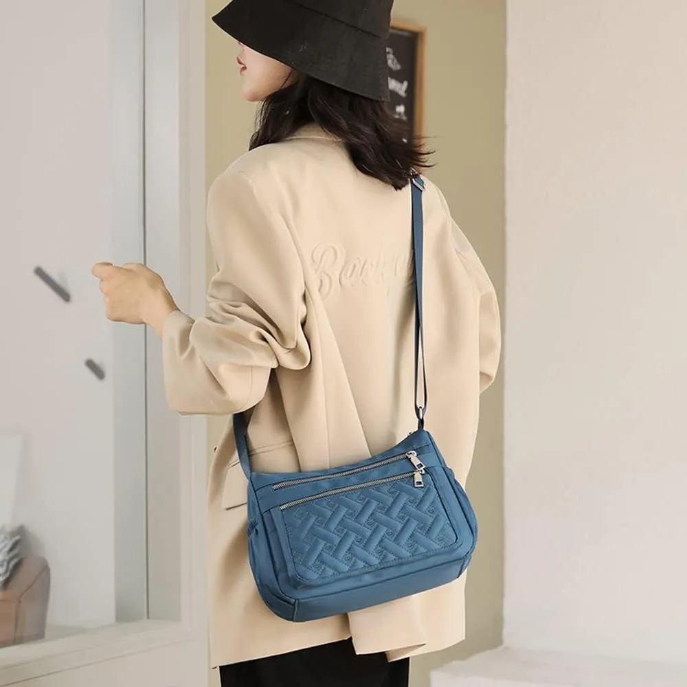 Crossbody Bag for Women Shoulder Handbag Nylon Multi-Pocket Bags Lightweight Work Travel Messenger Bag