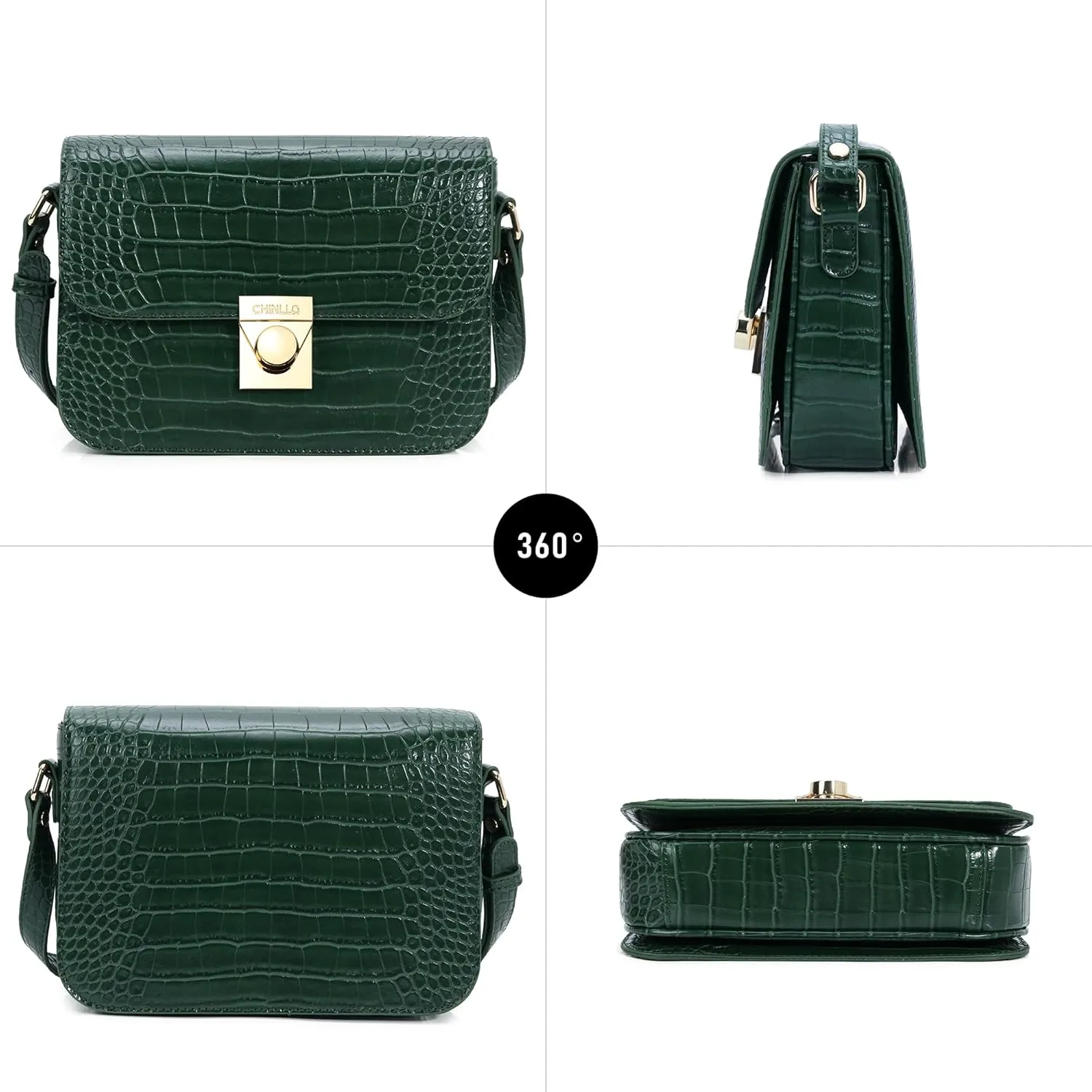 Crossbody Bag Shoulder Satchel Purse for Women, Triple Pocket Bag PU Leather Messenger Bag Flap Evening Bag