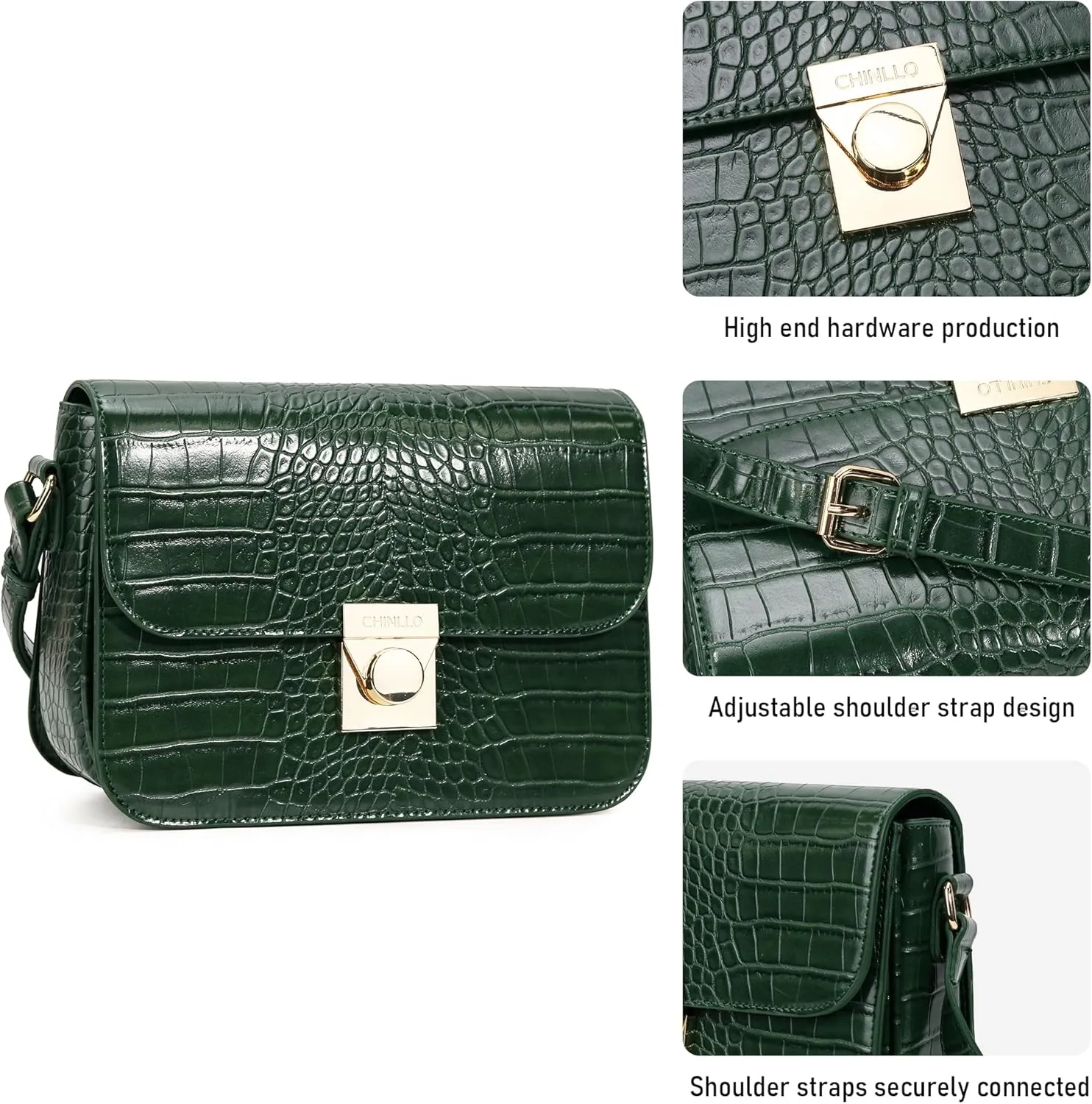 Crossbody Bag Shoulder Satchel Purse for Women, Triple Pocket Bag PU Leather Messenger Bag Flap Evening Bag