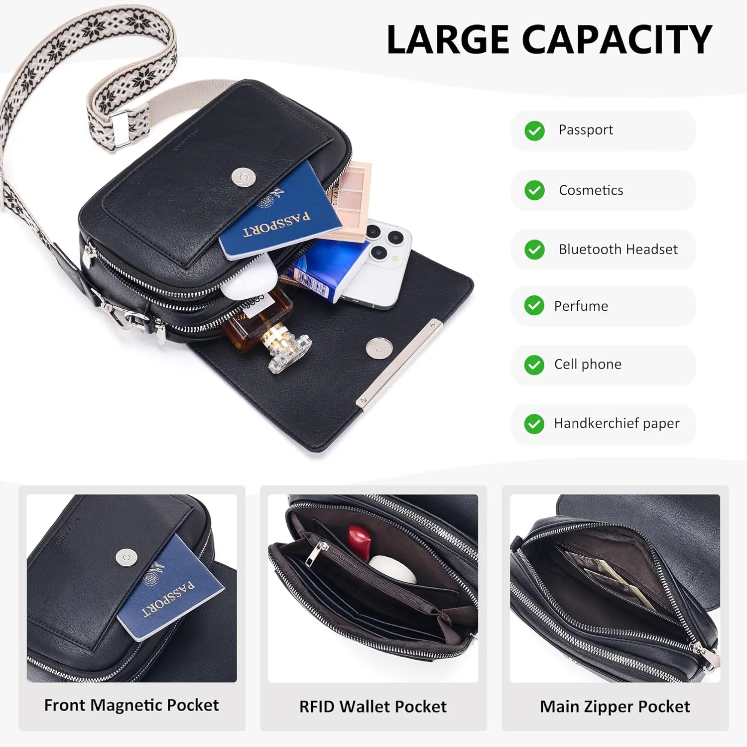 Crossbody Bags for Women Small Crossbody Wallet Purses with Card Slots Leather Shoulder Handbags Travel/Daily Use