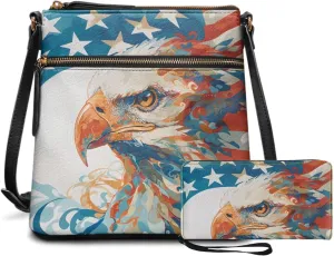 Crossbody Purses 2Pcs, Fashion Crossbody Messenger Bags with a Small Wallet Portable Easy to Carry for Work Travel
