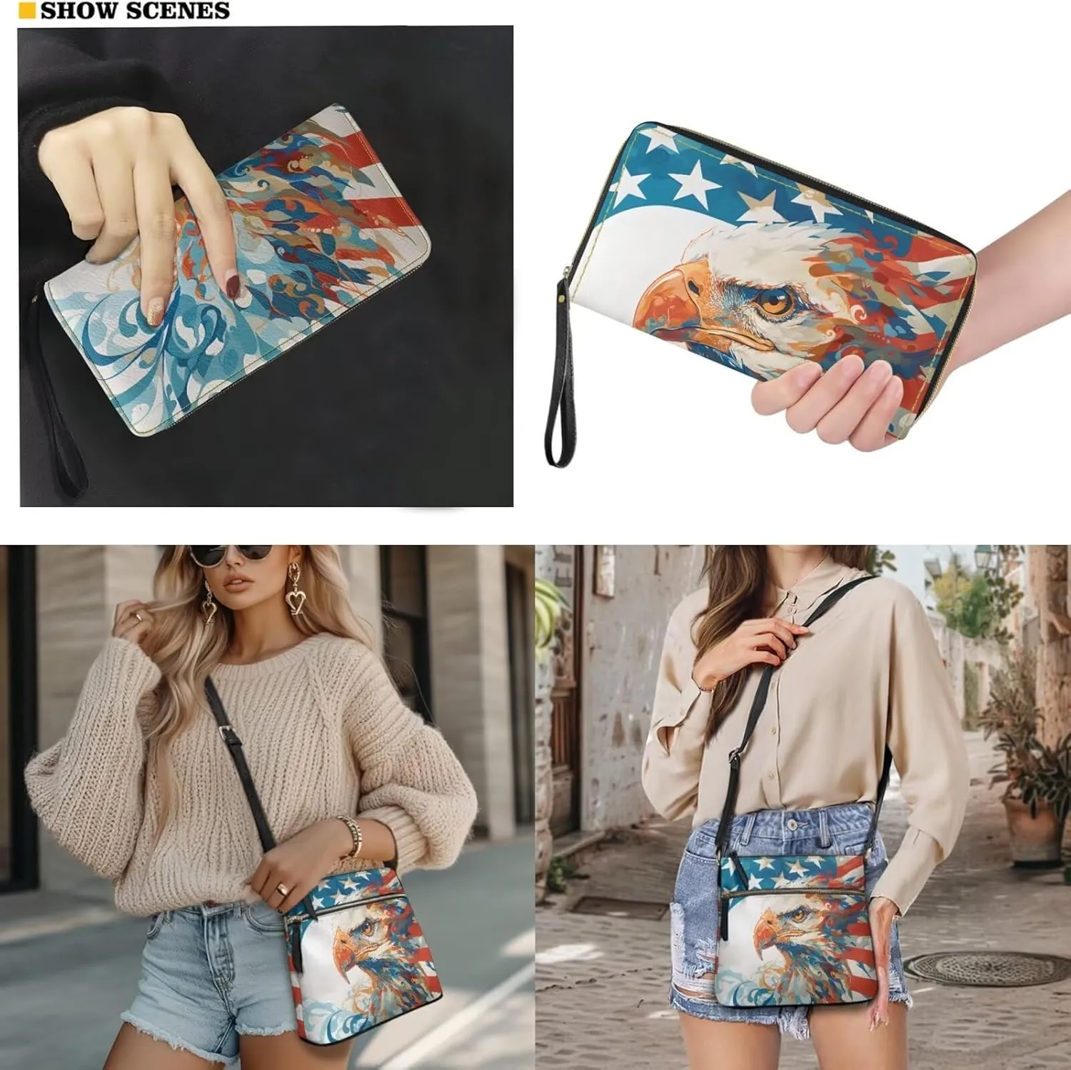 Crossbody Purses 2Pcs, Fashion Crossbody Messenger Bags with a Small Wallet Portable Easy to Carry for Work Travel