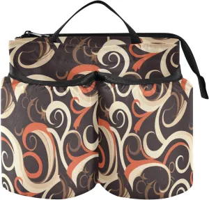 Cup Holder for Luggage Abstract Curly Lines Brown Beige Cup Holder Bag Travel Gifts for Drink Beverages Caddy Coffee