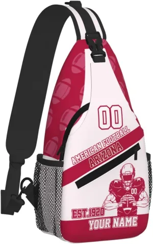 Custom Football Sling Bag Arizona Style Crossbody Bags Personalized Name And Number Shoulder Backpack Lightweight Chest Pack for Sports/Travel/Gifts