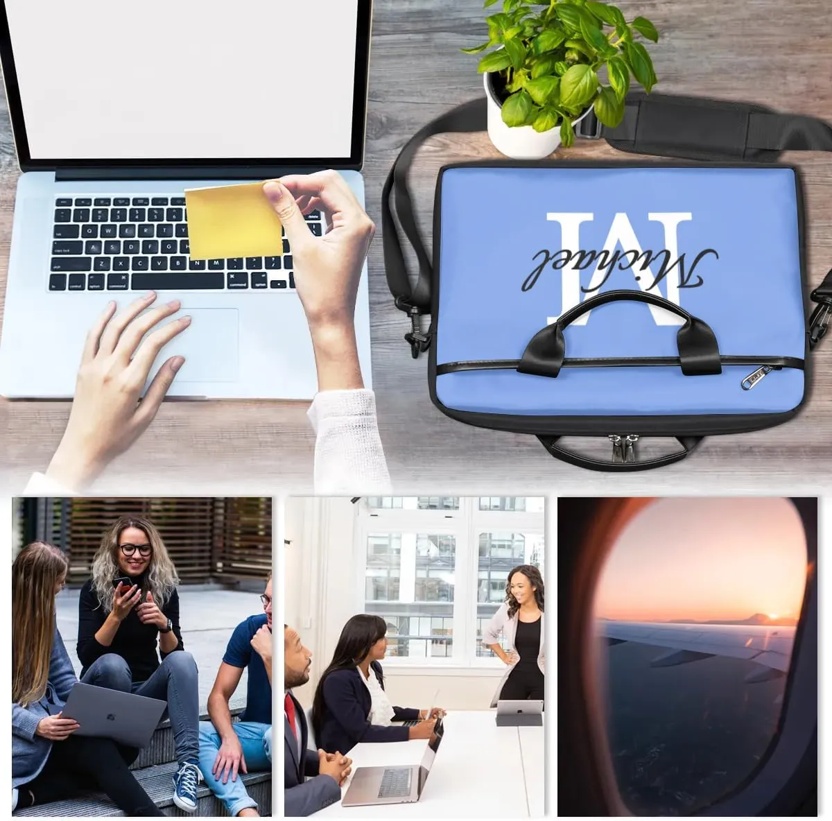 Custom Laptop Bag with Name Personalized Shoulder Bag Lightweight Computer Bag Messenger Bags with Handle