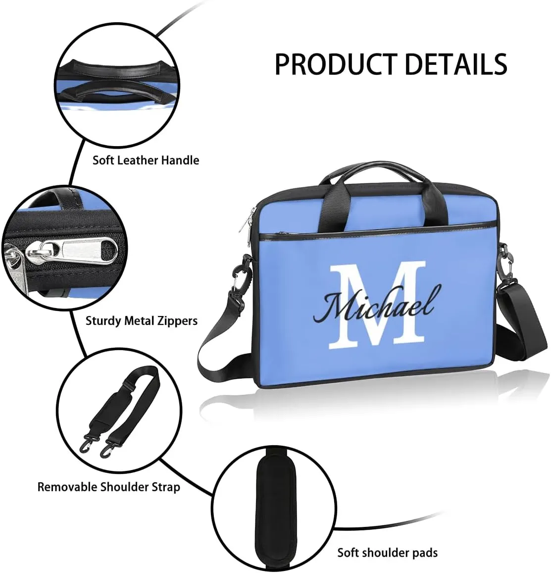 Custom Laptop Bag with Name Personalized Shoulder Bag Lightweight Computer Bag Messenger Bags with Handle