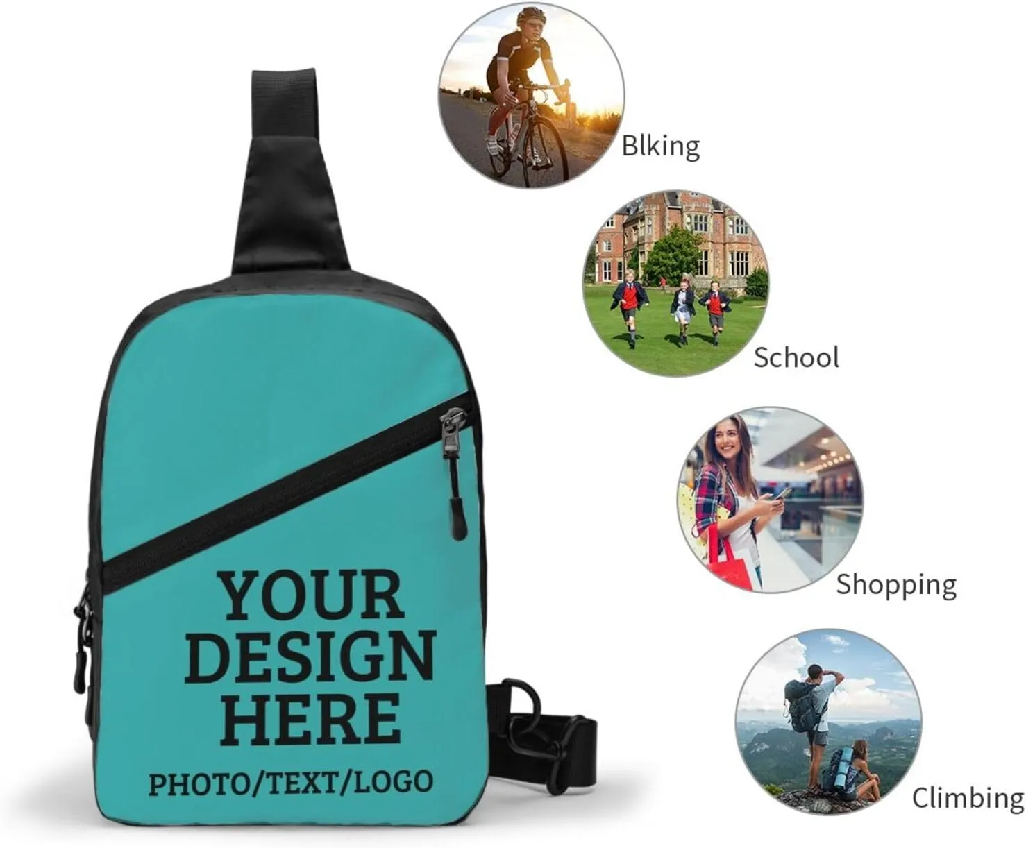 Custom Messenger Bag Design Your Own Text Logo Sling Shoulder Backpack For Men Women, Personalized Custom Messenger Bag Gift