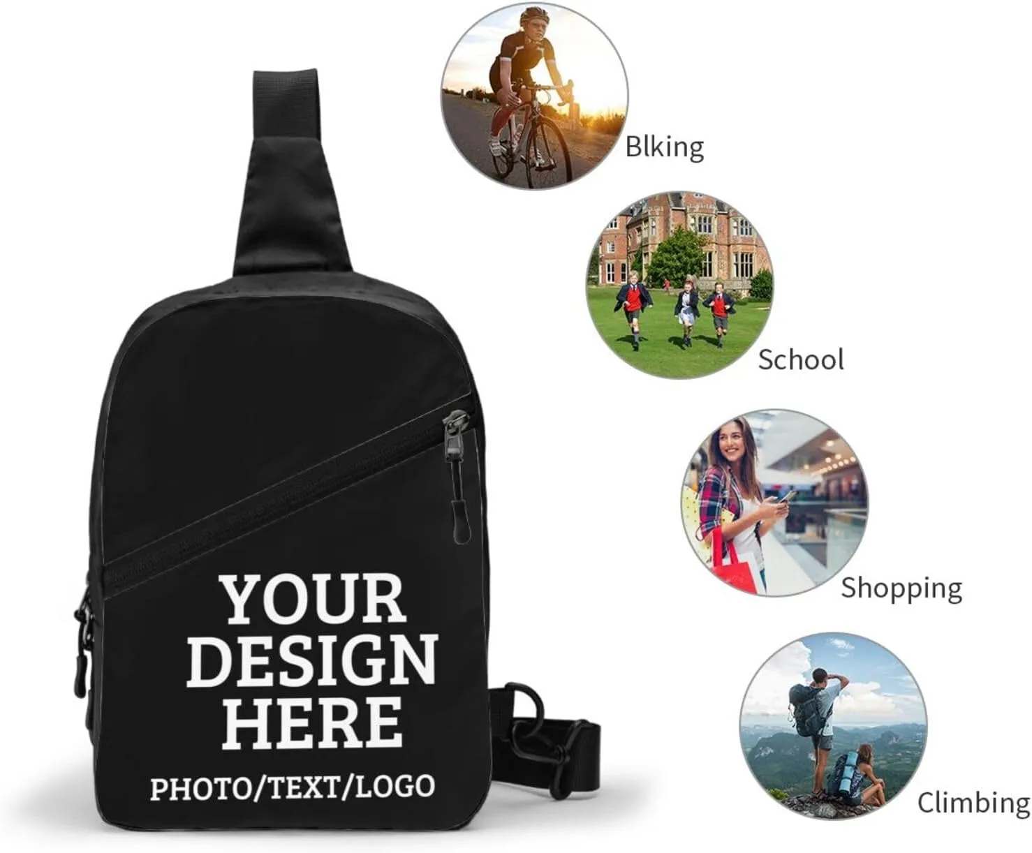Custom Messenger Bag Design Your Own Text Logo Sling Shoulder Backpack For Men Women, Personalized Custom Messenger Bag Gift