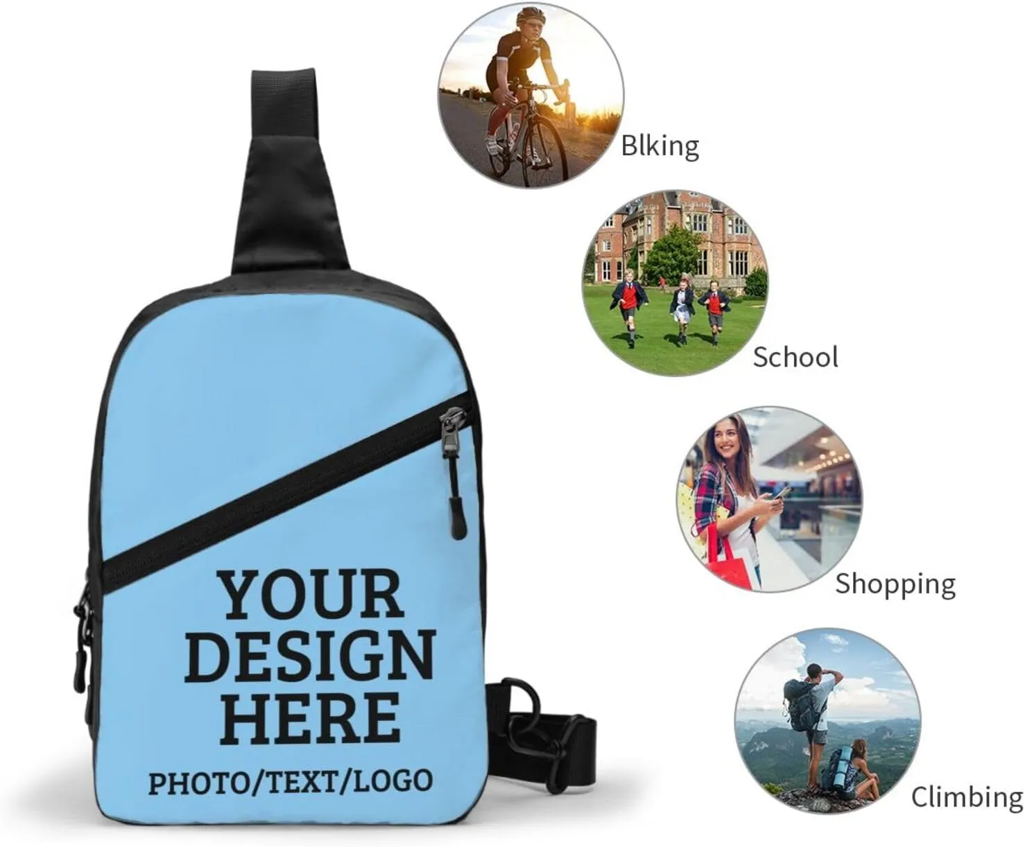 Custom Messenger Bag Design Your Own Text Logo Sling Shoulder Backpack For Men Women, Personalized Custom Messenger Bag Gift