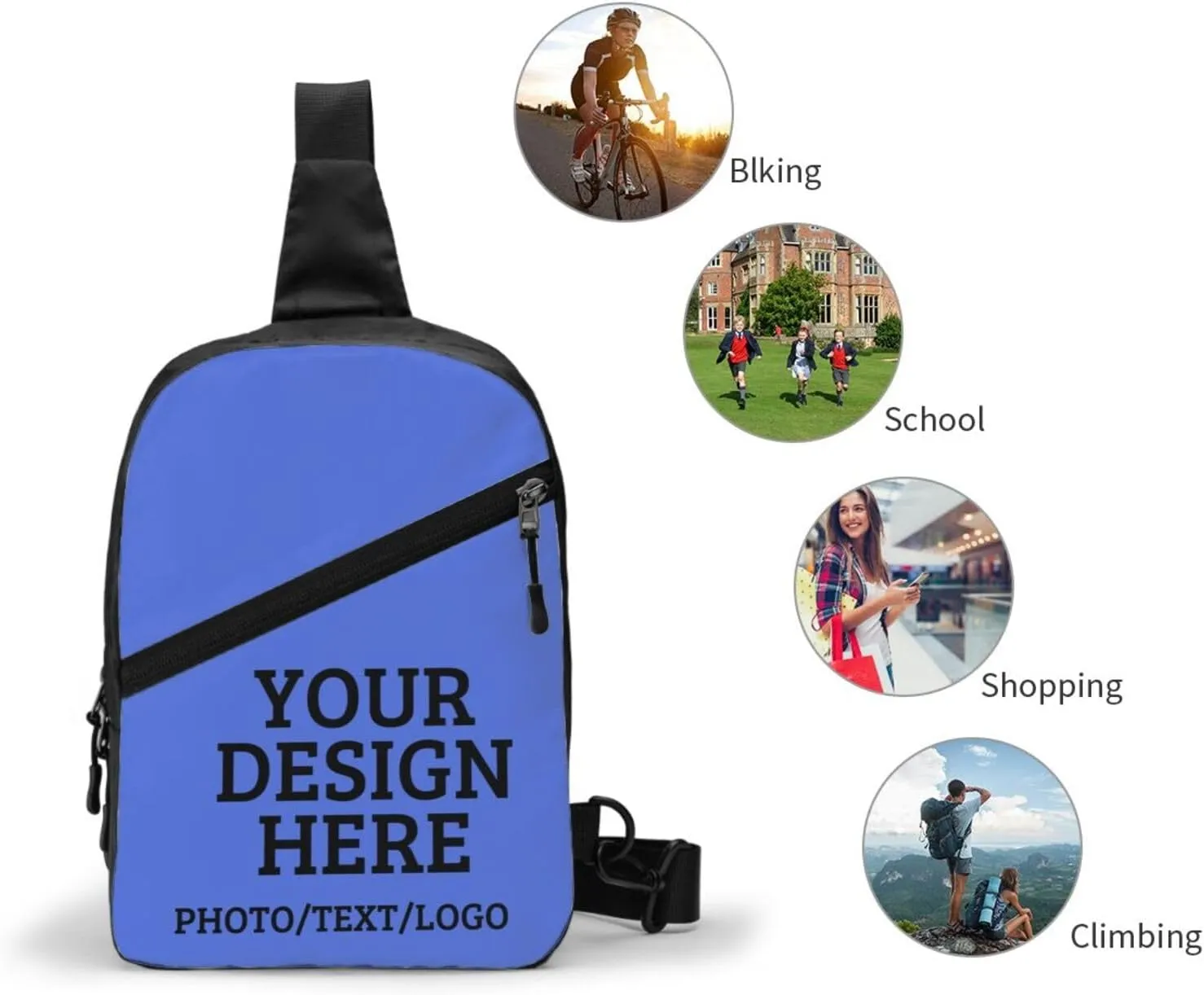Custom Messenger Bag Design Your Own Text Logo Sling Shoulder Backpack For Men Women, Personalized Custom Messenger Bag Gift