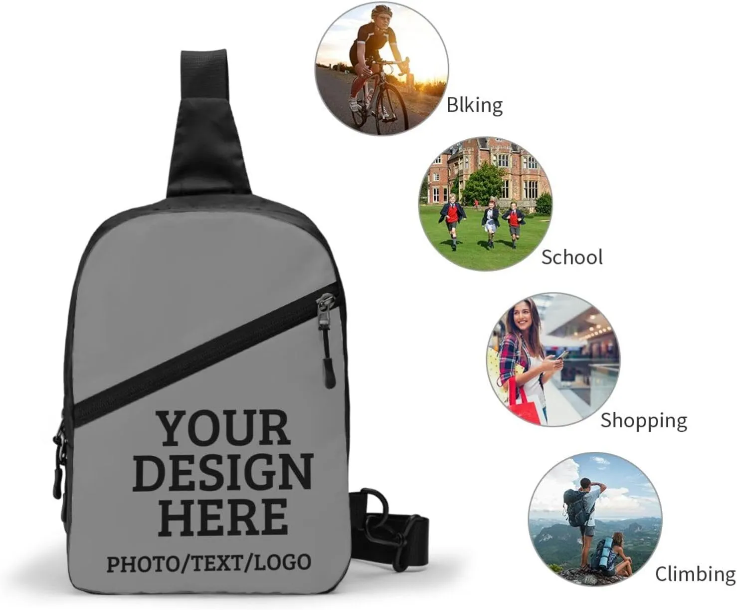 Custom Messenger Bag Design Your Own Text Logo Sling Shoulder Backpack For Men Women, Personalized Custom Messenger Bag Gift