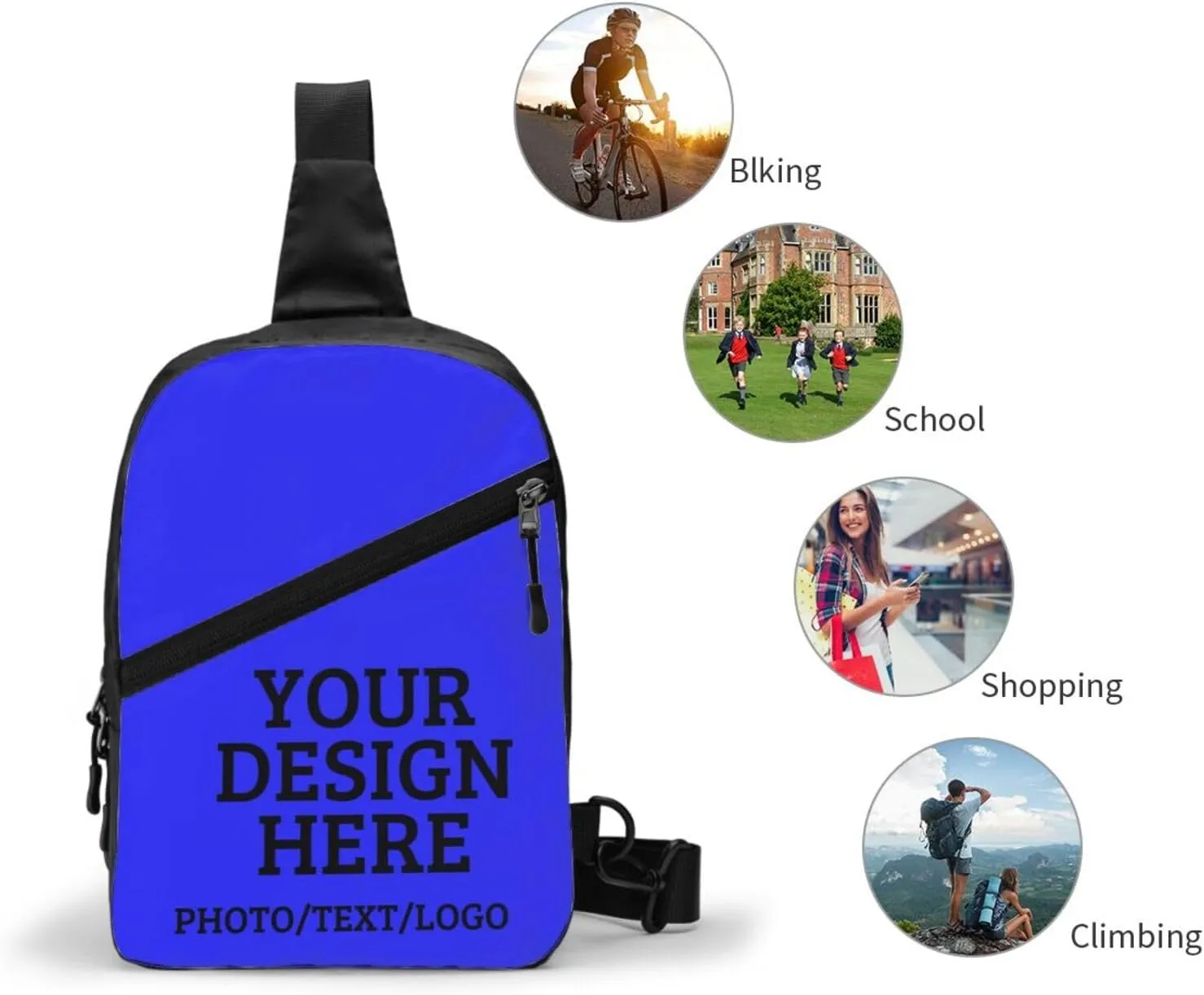 Custom Messenger Bag Design Your Own Text Logo Sling Shoulder Backpack For Men Women, Personalized Custom Messenger Bag Gift