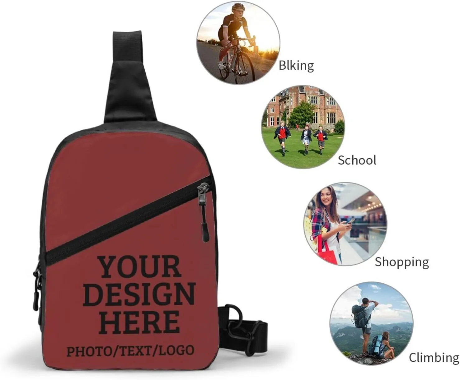 Custom Messenger Bag Design Your Own Text Logo Sling Shoulder Backpack For Men Women, Personalized Custom Messenger Bag Gift