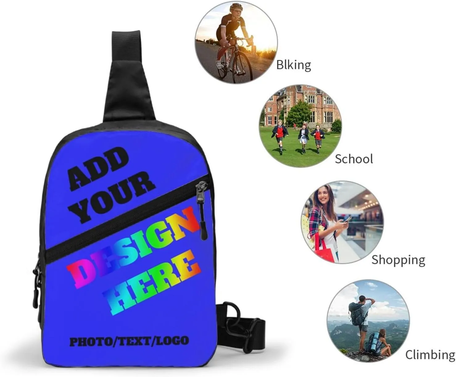 Custom Messenger Bag with Text Logo Sling Shoulder Backpack For Men Women, Personalized Custom Messenger Bag Gifts