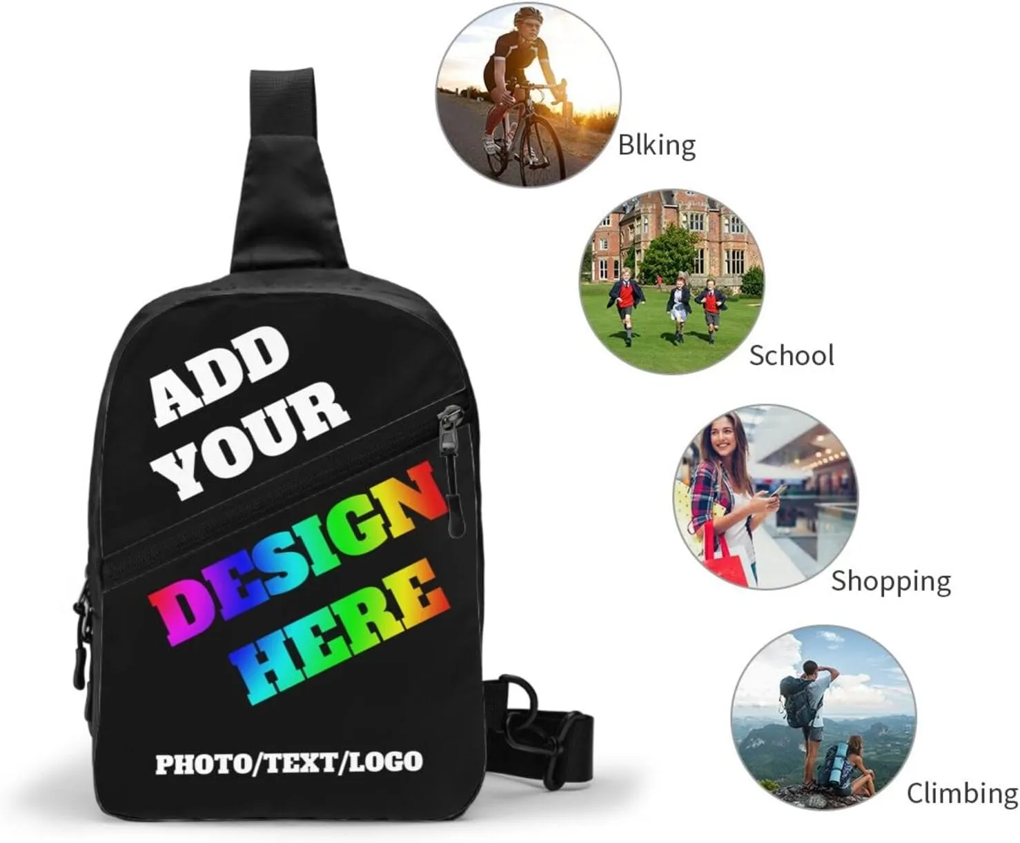 Custom Messenger Bag with Text Logo Sling Shoulder Backpack For Men Women, Personalized Custom Messenger Bag Gifts