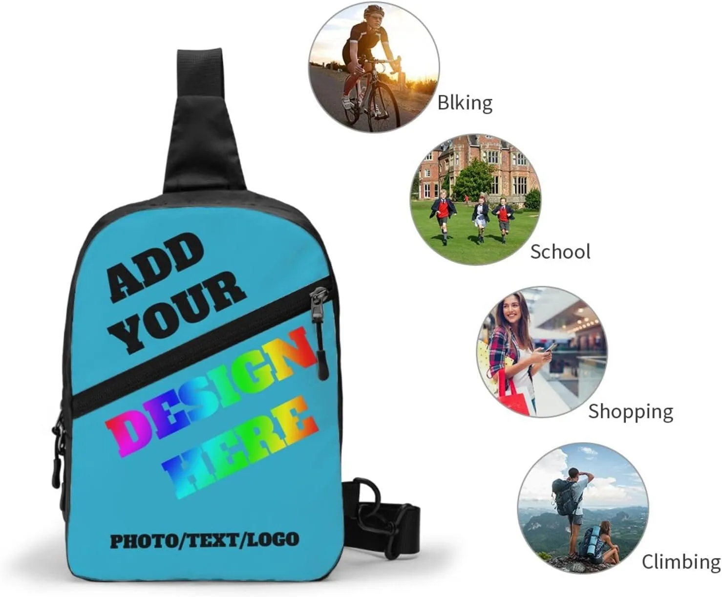 Custom Messenger Bag with Text Logo Sling Shoulder Backpack For Men Women, Personalized Custom Messenger Bag Gifts