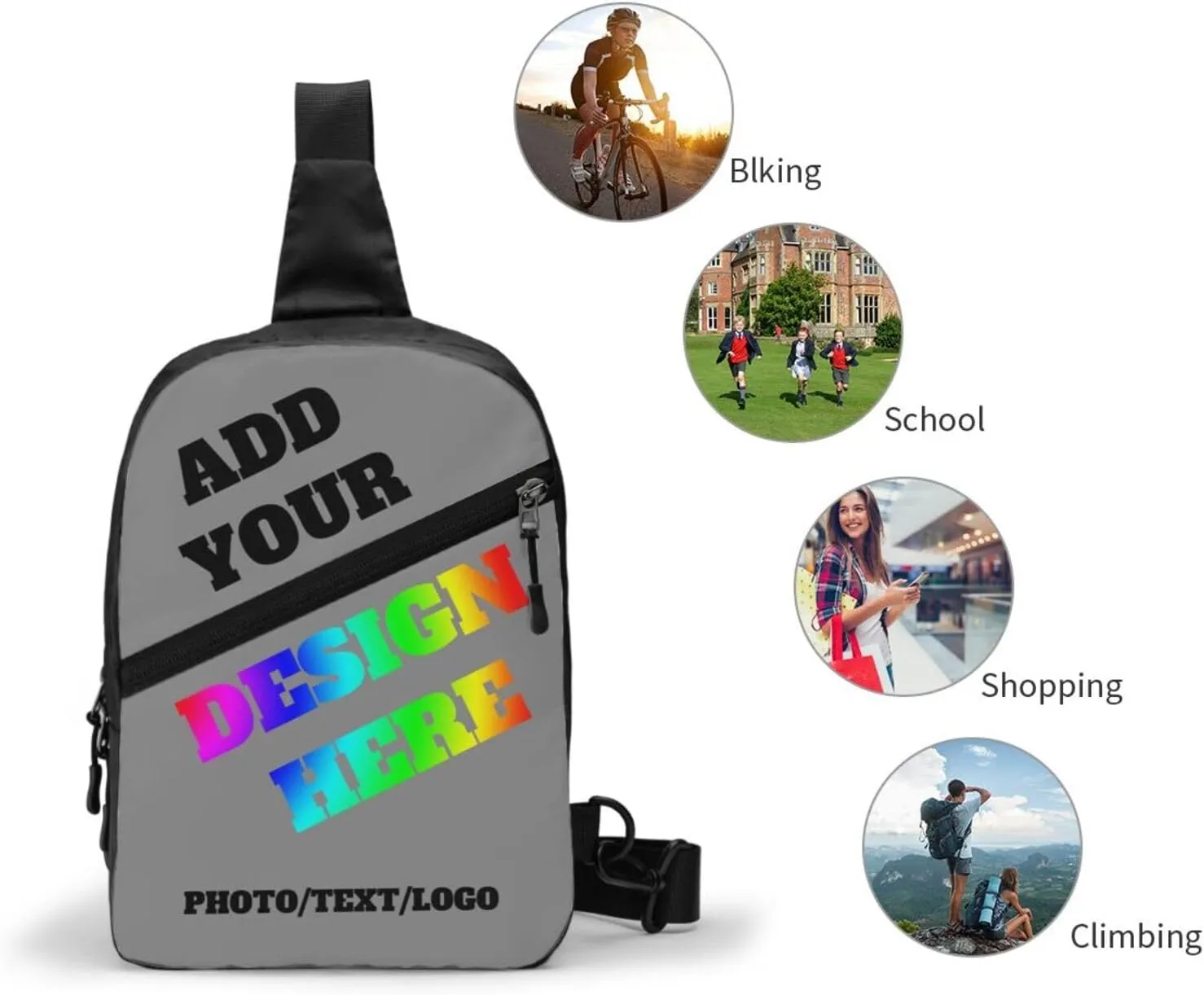 Custom Messenger Bag with Text Logo Sling Shoulder Backpack For Men Women, Personalized Custom Messenger Bag Gifts