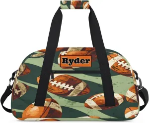 Custom Sports Football Bag for Boys, Personalized Sports Gym Duffel Tote Workout Bag Named Rank Travel Overnight Training Bag, USA Soccer Vintage