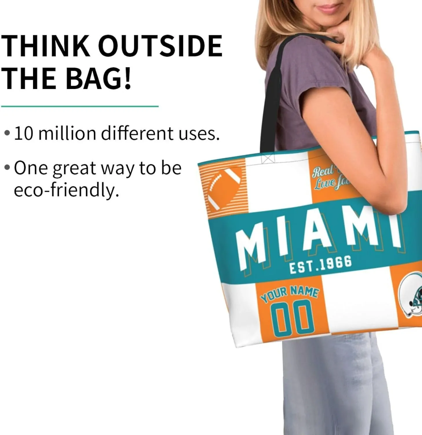 Custom Tote Bags Custom Football Bag Personalized Add Your Name and Number Shoulder Bag Beach Bag For Women Fans Gift