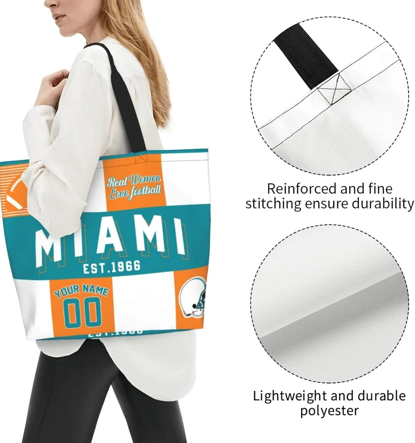 Custom Tote Bags Custom Football Bag Personalized Add Your Name and Number Shoulder Bag Beach Bag For Women Fans Gift