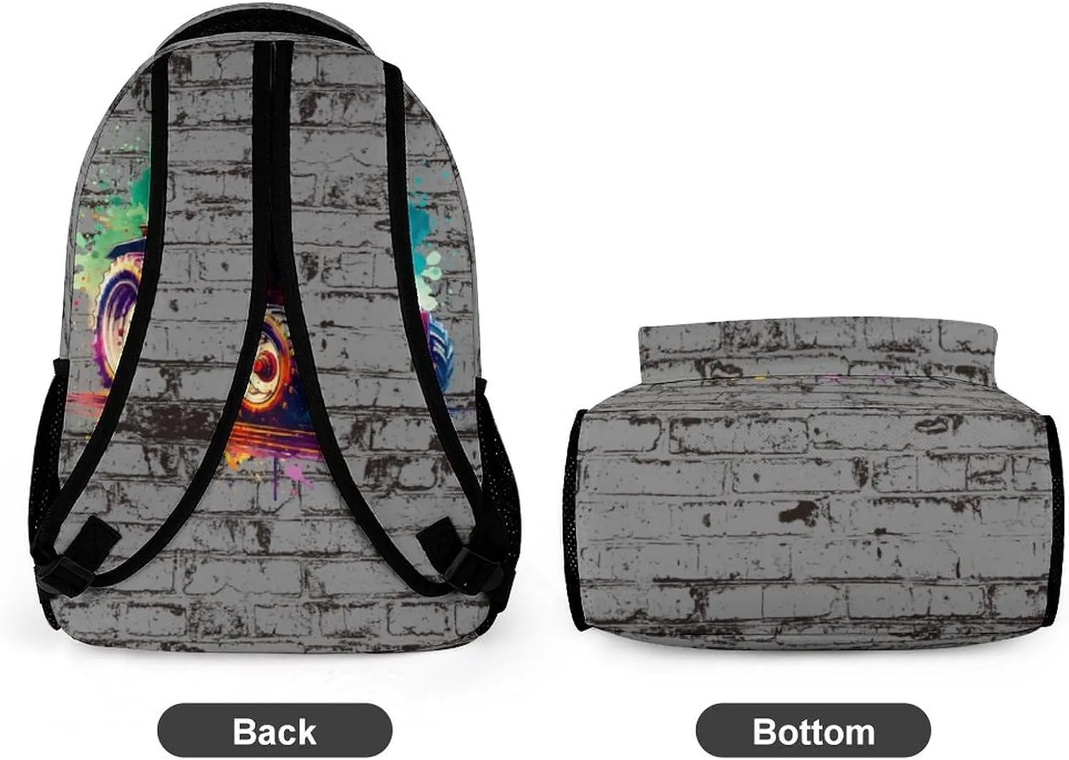 Custom Tractor Backpack for Kids Girls Boys School, 16 Inches Cute Tractors Theme Bookbag, Adjustable, Lightweight, Large Capacity, Colorful Daily Casual Backpacks