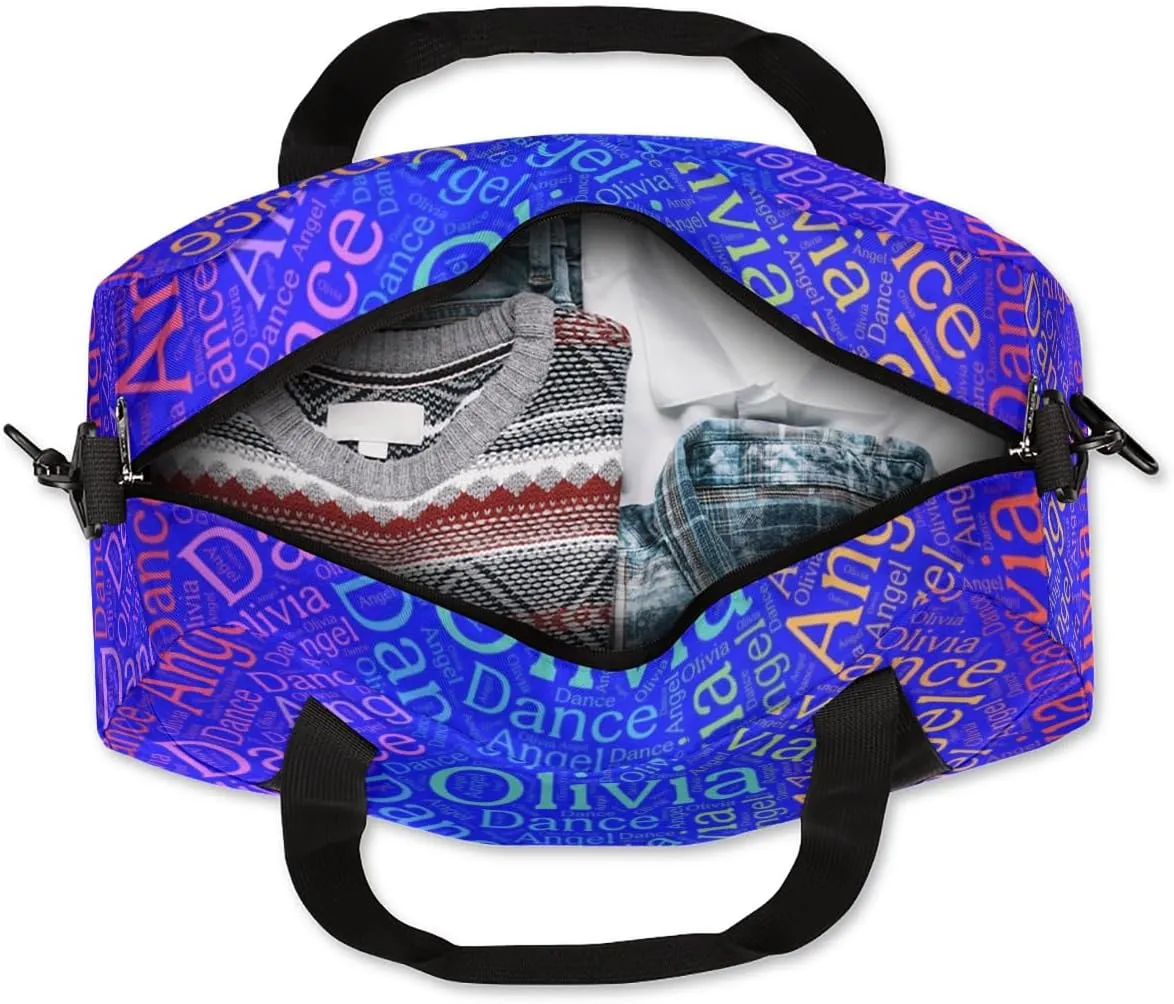 Customized Name 02 Kids Duffel Overnight Bag Girls, Personalized Teens Dance Bag Overnight Weekender Duffel Bags for Girls Travel School Practice