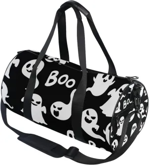 Cute and Scary Ghost Halloween Duffle Bag for Women Men Sports Gym Fitness Bag Travel Workout Gymnastics Dance