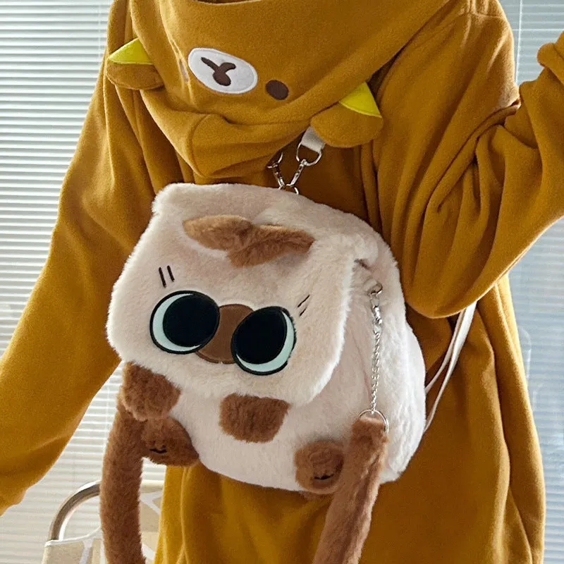 Cute Cartoon Beans Cat Plush Large Bags