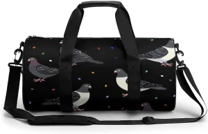 Cute Cartoon Pigeons Gym Bag Cylindrical Sports Bag Travel Duffel Bag with Shoulder Strap