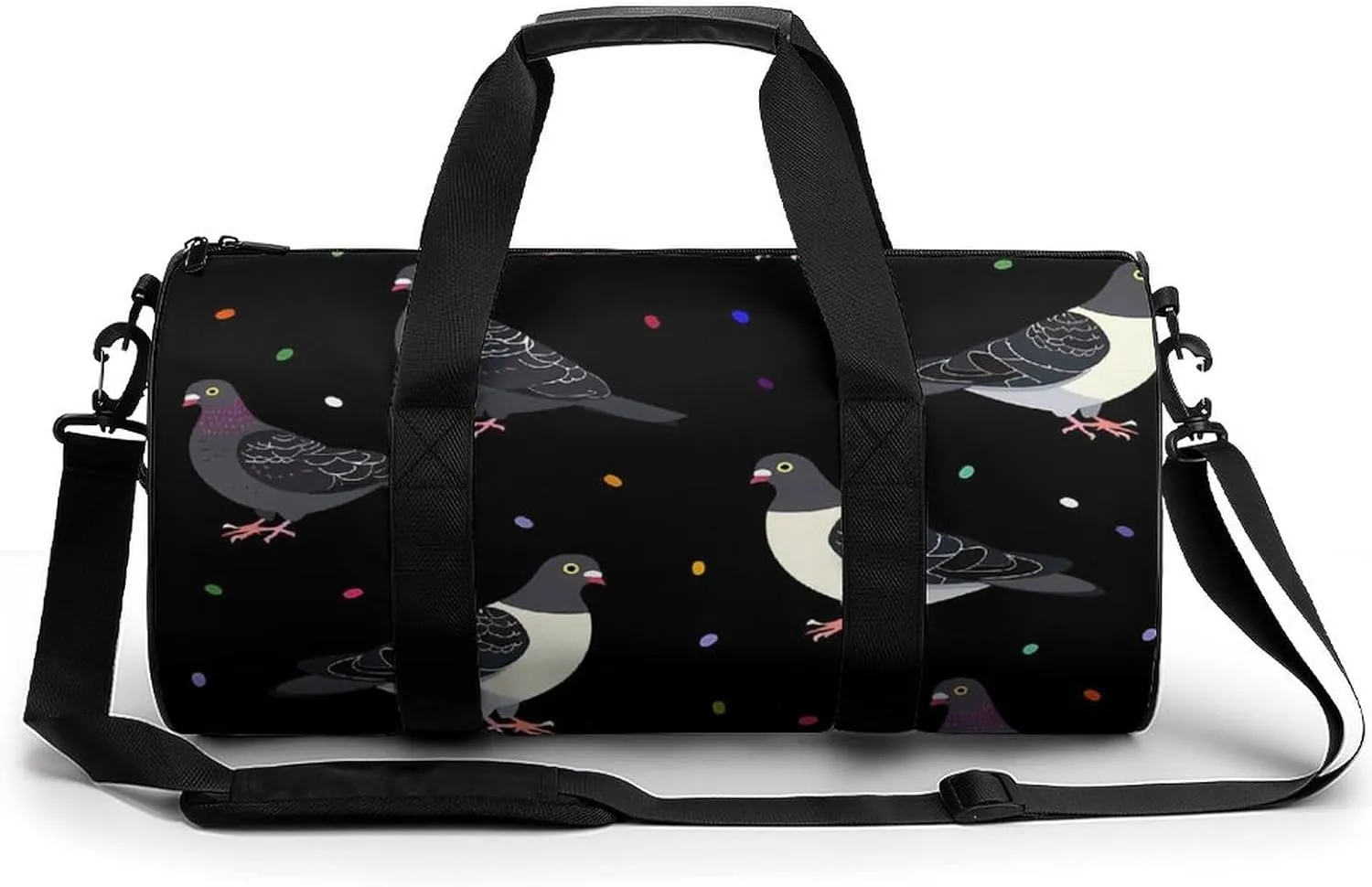 Cute Cartoon Pigeons Gym Bag Cylindrical Sports Bag Travel Duffel Bag with Shoulder Strap