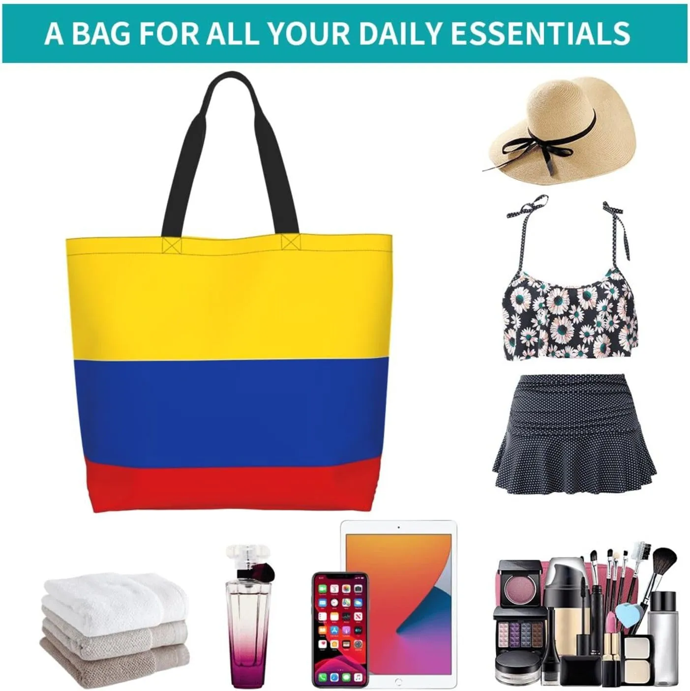 Cute Flag Tote Bag For Women Men Gifts Large Reusable Shopping Bags for Beach, Travel,Gym,Yoga