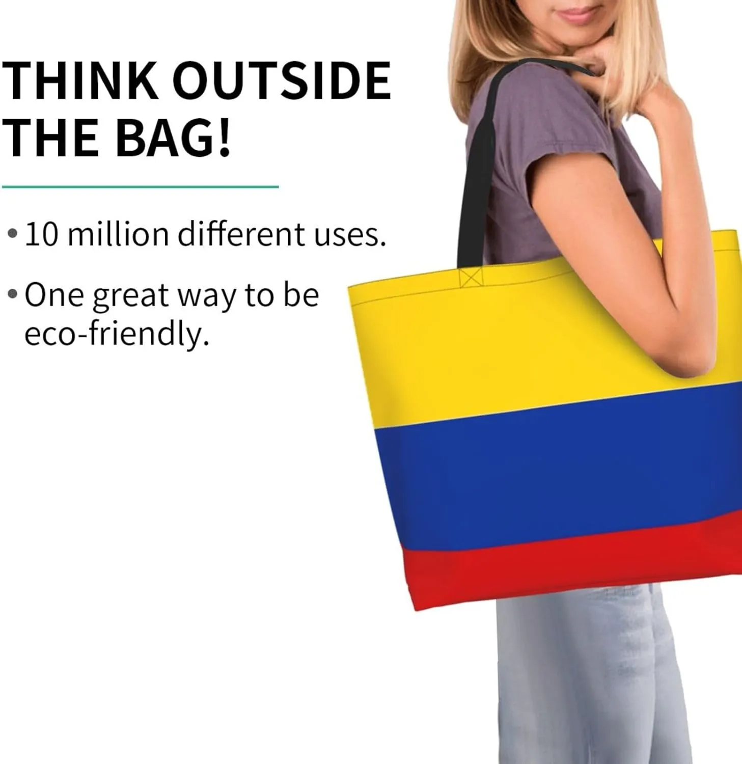 Cute Flag Tote Bag For Women Men Gifts Large Reusable Shopping Bags for Beach, Travel,Gym,Yoga