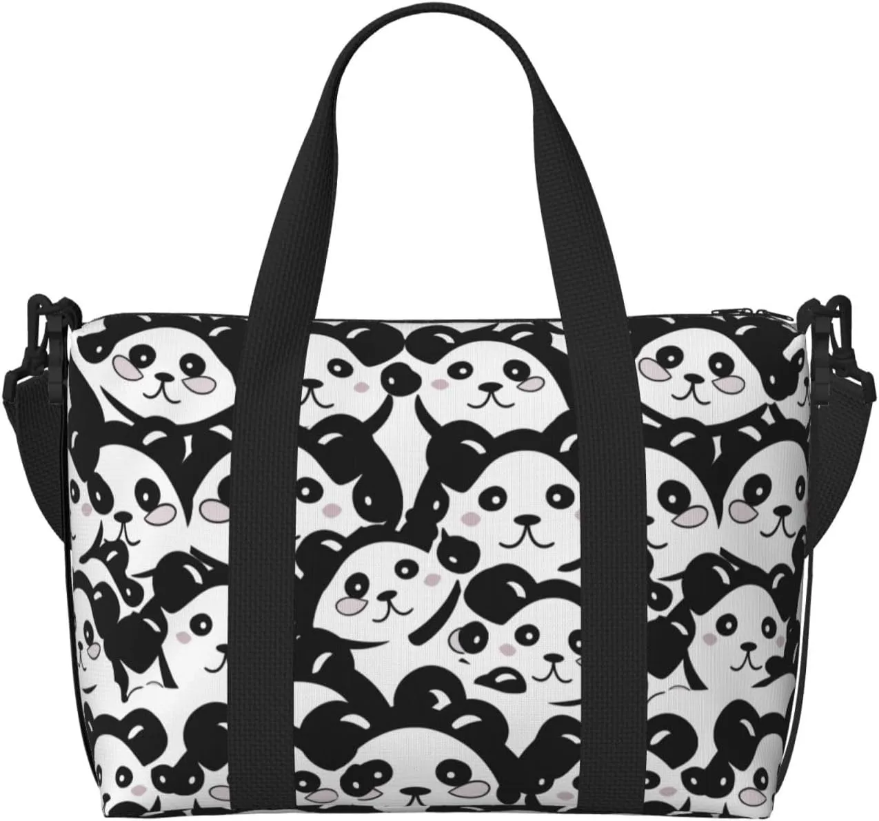 Cute Panda Travel Duffel Bags for Women Men, Sports Training Gym Bag Dance Bag with Adjustable Shoulder Strap Cartoon Bear Weekender Overnight Bag