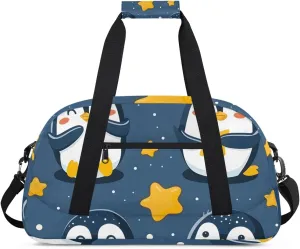 Cute Penguin Boys Girls Gym Bag Dance Perform Training Duffel Bags Weekender Carry-On Tote Luggage Bag Ideal for School Practice or Overnight Trips Penguin