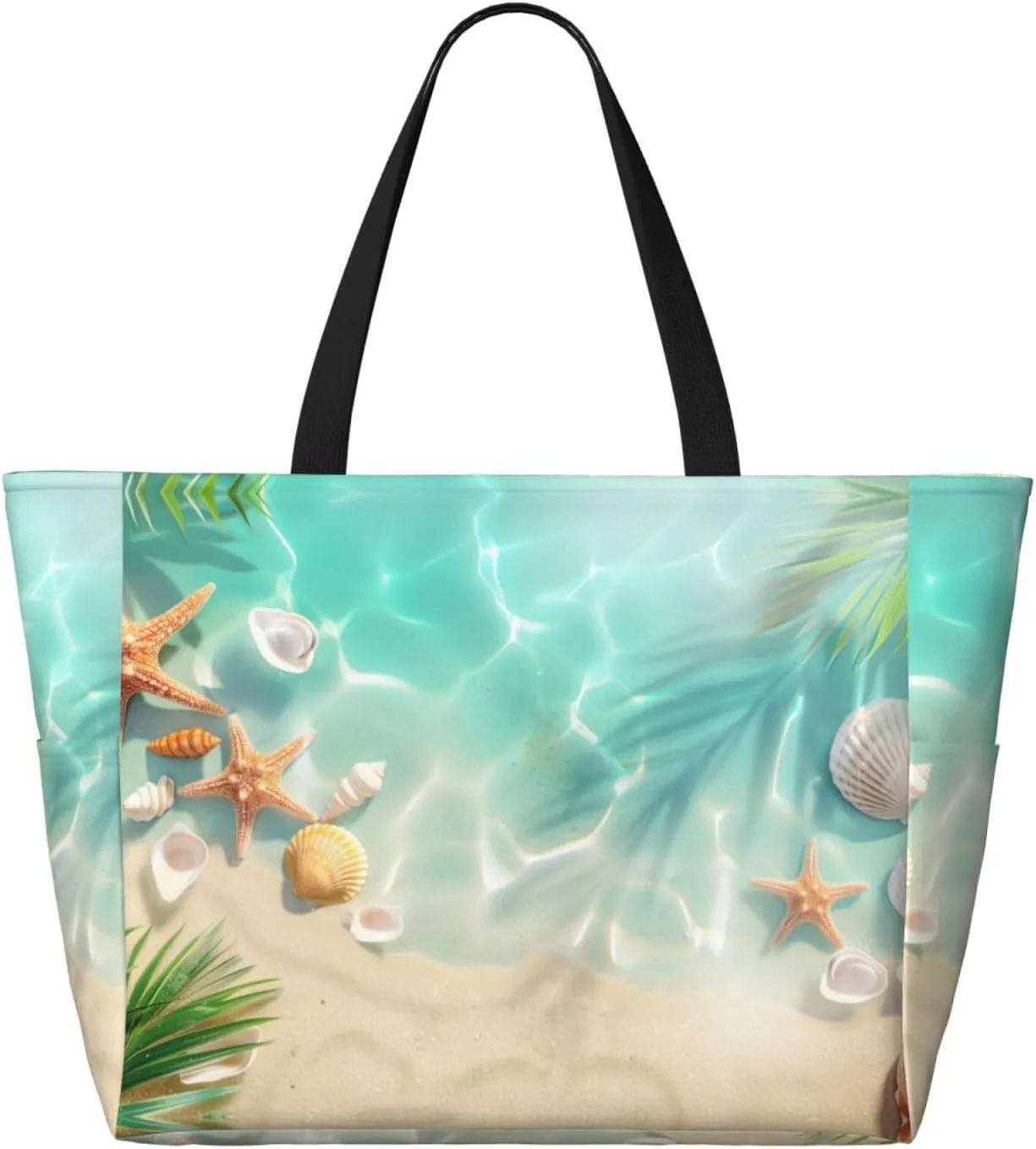 Cute Yellow Ducks Beach Tote Pool Bags for Women-Cute Large Gym Grocery Tote Travel Towel Bag,7 Pockets, Zipper