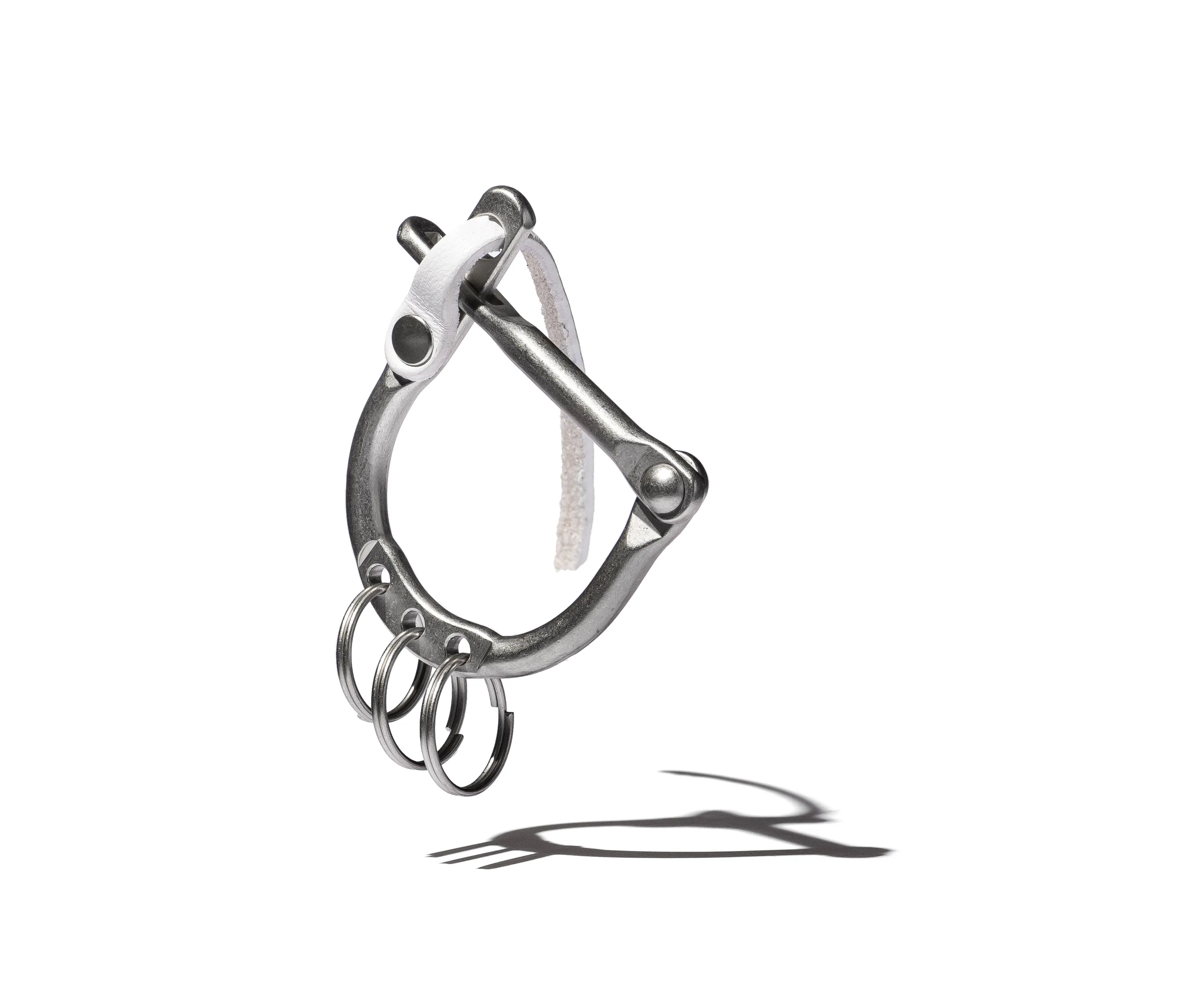D LOCK CARABINER KEY RING with COW LEATHER