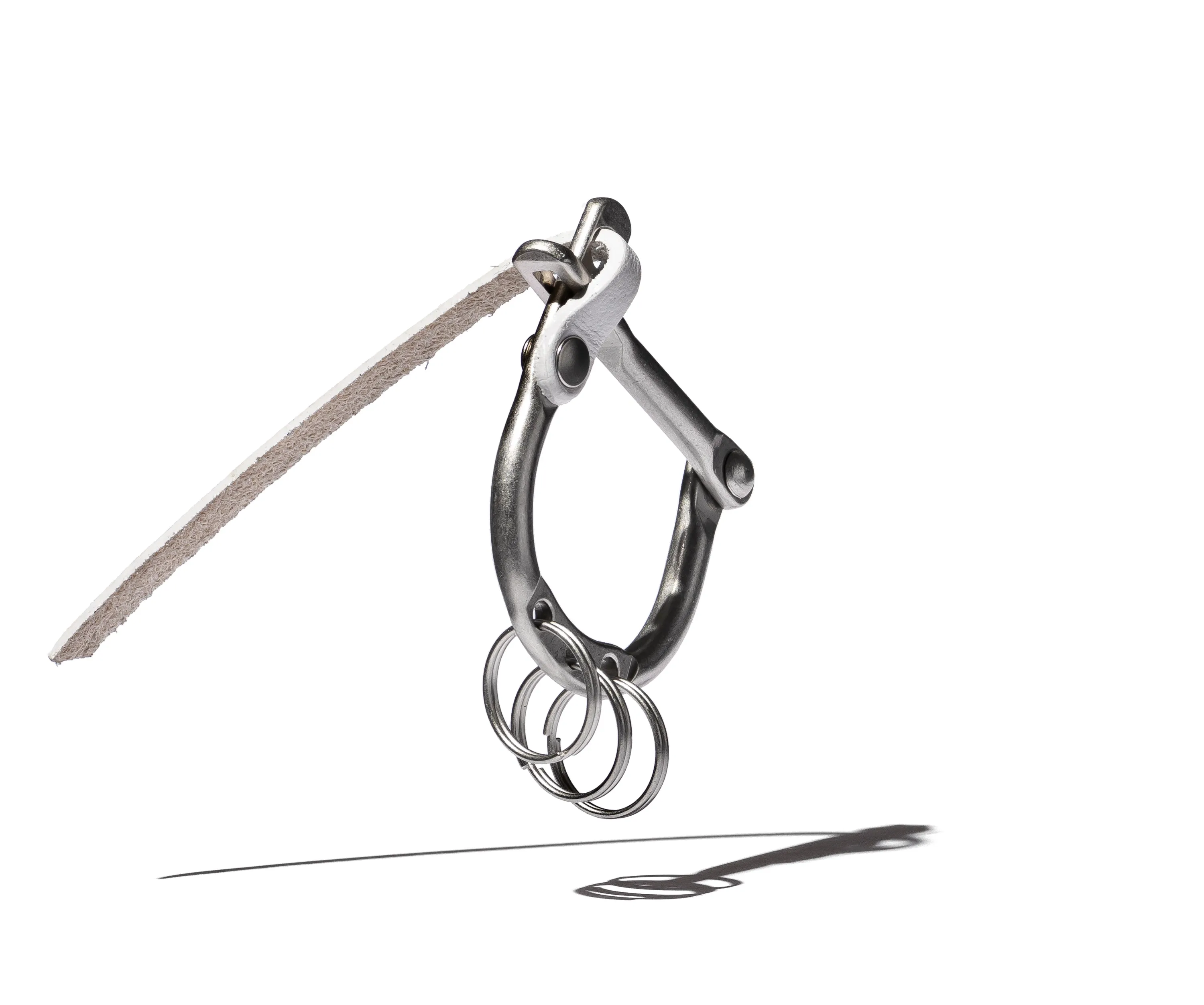 D LOCK CARABINER KEY RING with COW LEATHER
